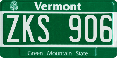 VT license plate ZKS906