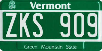 VT license plate ZKS909