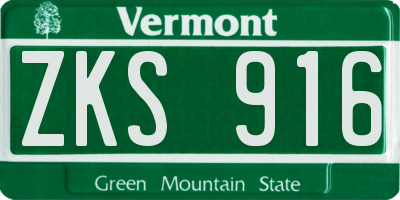 VT license plate ZKS916