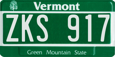 VT license plate ZKS917