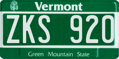 VT license plate ZKS920
