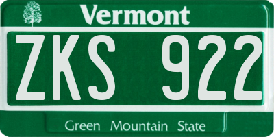 VT license plate ZKS922