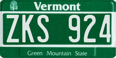 VT license plate ZKS924