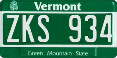VT license plate ZKS934