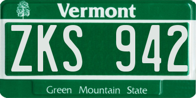 VT license plate ZKS942