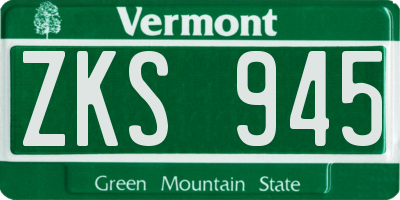 VT license plate ZKS945