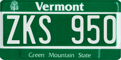 VT license plate ZKS950