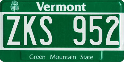 VT license plate ZKS952