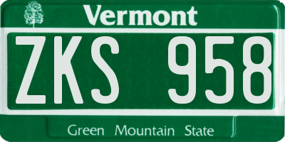 VT license plate ZKS958