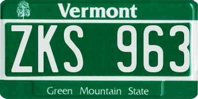 VT license plate ZKS963