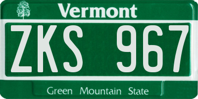 VT license plate ZKS967