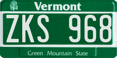VT license plate ZKS968
