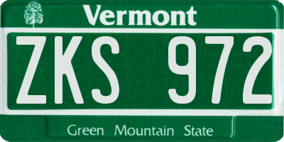 VT license plate ZKS972