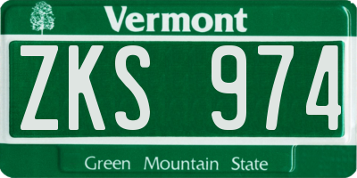 VT license plate ZKS974