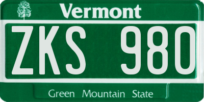 VT license plate ZKS980
