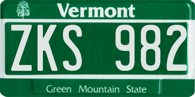 VT license plate ZKS982