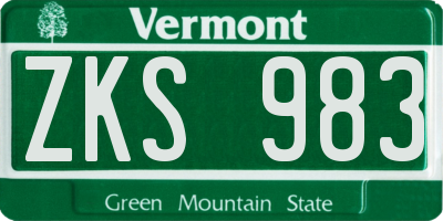VT license plate ZKS983