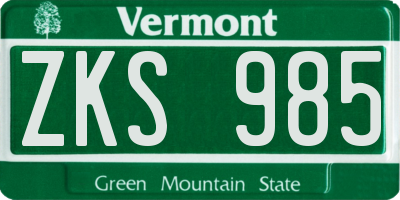 VT license plate ZKS985