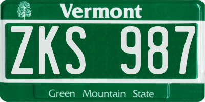 VT license plate ZKS987