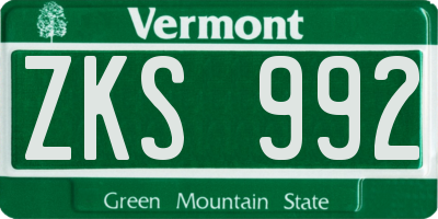 VT license plate ZKS992