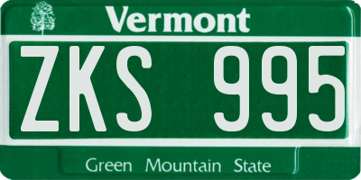 VT license plate ZKS995