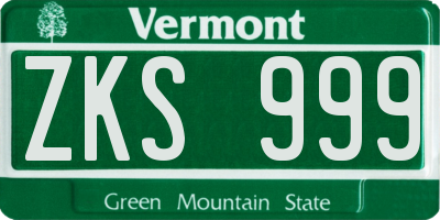 VT license plate ZKS999