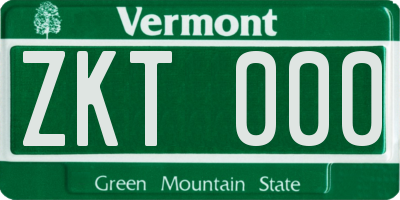 VT license plate ZKT000