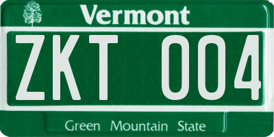 VT license plate ZKT004