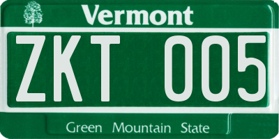 VT license plate ZKT005