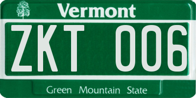 VT license plate ZKT006