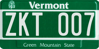 VT license plate ZKT007