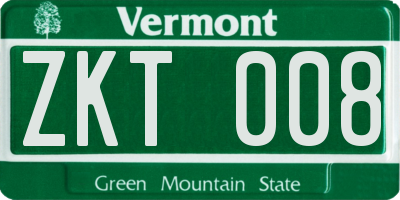 VT license plate ZKT008