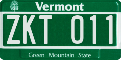 VT license plate ZKT011