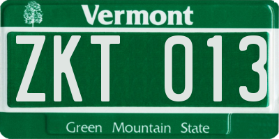 VT license plate ZKT013