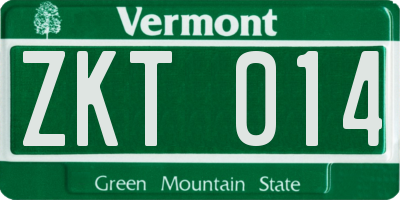 VT license plate ZKT014