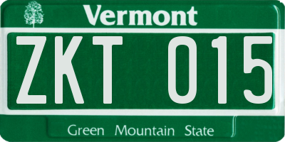 VT license plate ZKT015