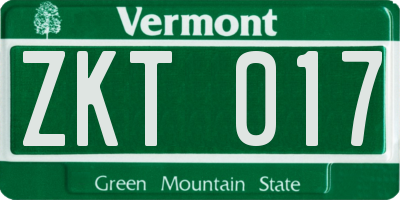 VT license plate ZKT017