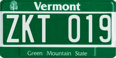 VT license plate ZKT019