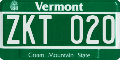VT license plate ZKT020