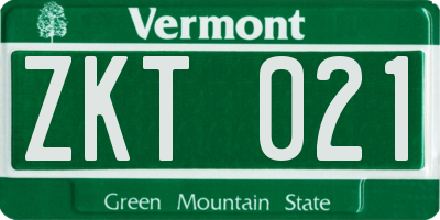 VT license plate ZKT021