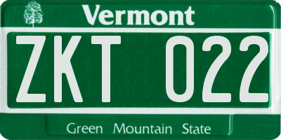 VT license plate ZKT022