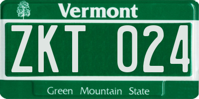 VT license plate ZKT024