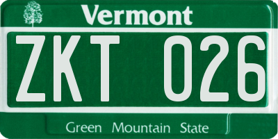 VT license plate ZKT026