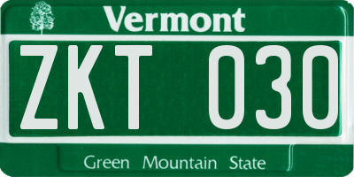 VT license plate ZKT030