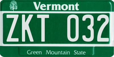 VT license plate ZKT032