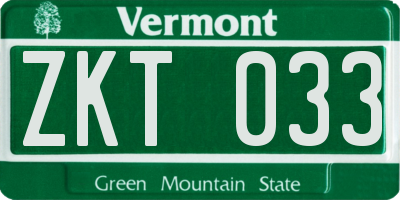 VT license plate ZKT033