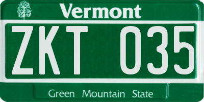 VT license plate ZKT035