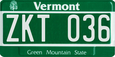 VT license plate ZKT036