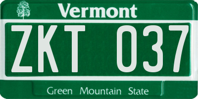 VT license plate ZKT037