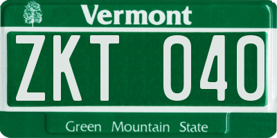VT license plate ZKT040